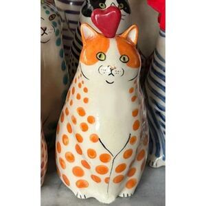 Cat Vase Striped Orange New‎ 9cm